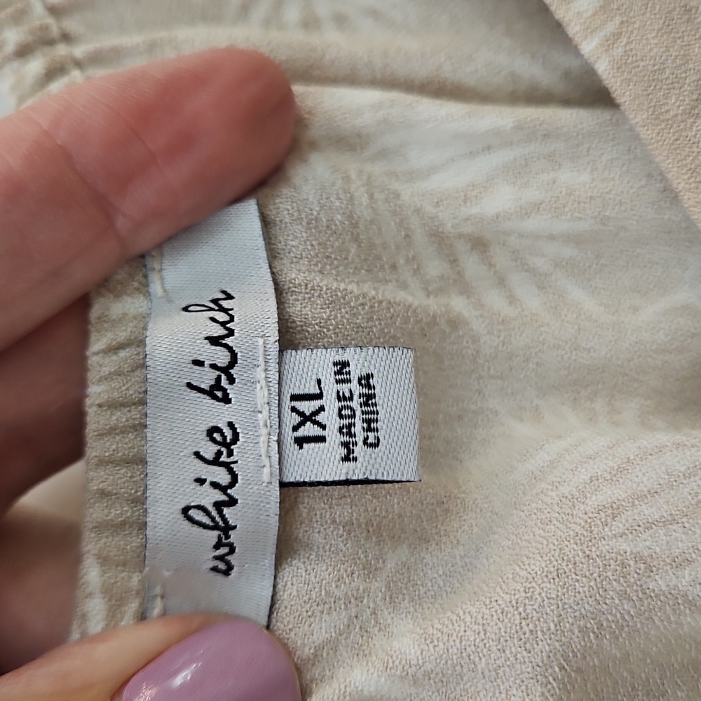 White Birch Beige Leaf Patterned Blouse - image 4